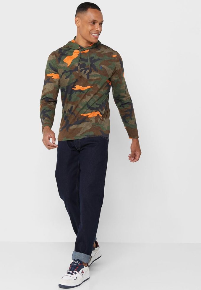 Vícebarevná pánská mikina s kapucí Ralph Lauren Camo