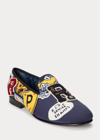 Námořnické vícebarevné pánské společenské boty Ralph Lauren Paxton se záplatou s logem