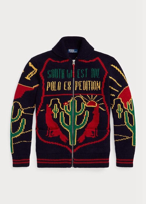 Vícebarevné pánské svetry Ralph Lauren Wool Graphic s celorozepínacím zipem Vícebarevné pánské svetry Ralph Lauren Wool Graphic s celorozepínacím zipem
