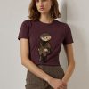 Vínová dámská bavlněná trička Ralph Lauren Tweed Bear Vínová dámská bavlněná trička Ralph Lauren Tweed Bear