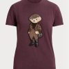 Vínová dámská bavlněná trička Ralph Lauren Tweed Bear Vínová dámská bavlněná trička Ralph Lauren Tweed Bear