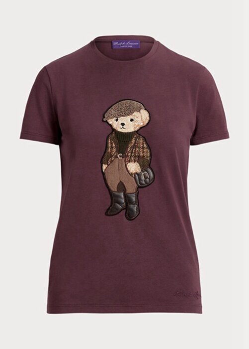 Vínová dámská bavlněná trička Ralph Lauren Tweed Bear Vínová dámská bavlněná trička Ralph Lauren Tweed Bear