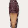 Vínové dámské embosované kožené mokasíny Ralph Lauren Wynnie