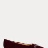 Vínové dámské ploché boty Ralph Lauren Lilah Velvet Ballet
