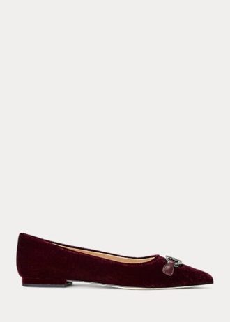 Vínové dámské ploché boty Ralph Lauren Lilah Velvet Ballet Vínové dámské ploché boty Ralph Lauren Lilah Velvet Ballet