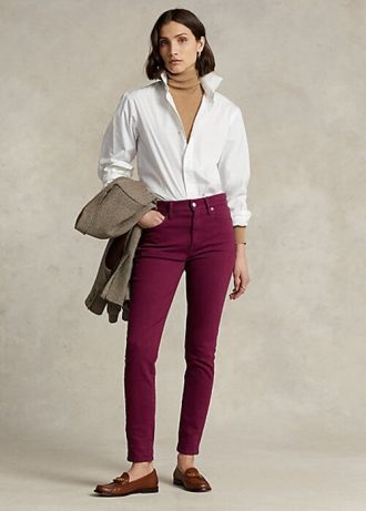 Vínové dámské vysoké úzké džíny Ralph Lauren Tompkins