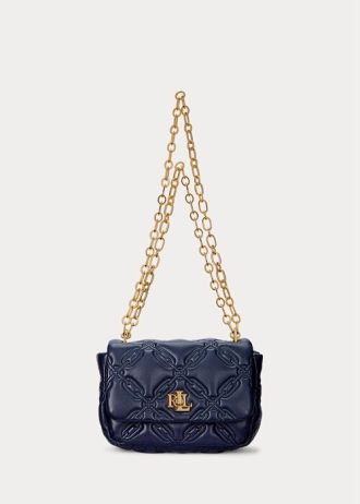 Vytříbené dámské středně prošívané kožené tašky Nappa přes rameno Ralph Lauren