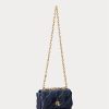 Vytříbené dámské středně prošívané kožené tašky Nappa přes rameno Ralph Lauren