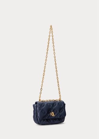 Vytříbené dámské středně prošívané kožené tašky Nappa přes rameno Ralph Lauren