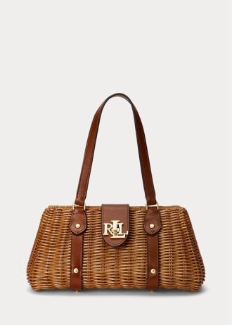 Walnut/Lauren Tan Dámské Ralph Lauren Ratanové střední tašky Lilly Satchel