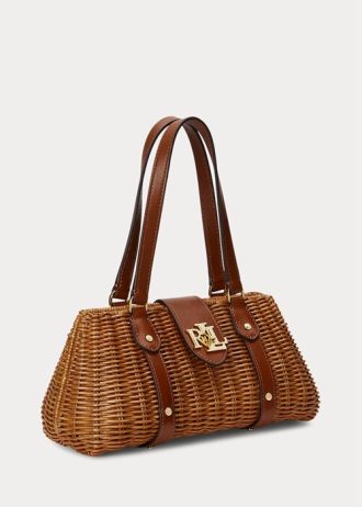 Walnut/Lauren Tan Dámské Ralph Lauren Ratanové střední tašky Lilly Satchel