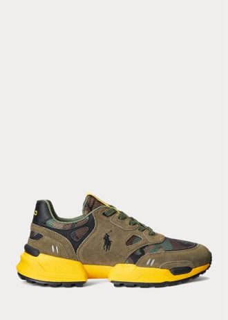 Zelená / Camo Pánské Ralph Lauren Jogger Suede & Camo Ripstop tenisky