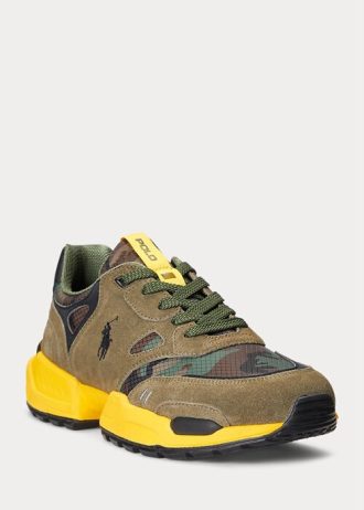 Zelená / Camo Pánské Ralph Lauren Jogger Suede & Camo Ripstop tenisky