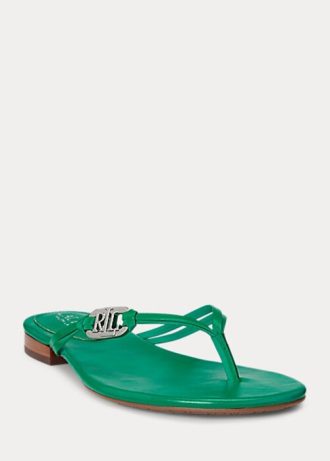 Zelené dámské kožené žabky Ralph Lauren Emalia Nappa