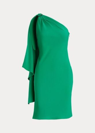 Zelené dámské koktejlové šaty Ralph Lauren Georgette na jedno rameno