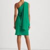 Zelené dámské koktejlové šaty Ralph Lauren Georgette na jedno rameno