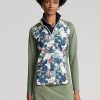 Zelené dámské mikiny Ralph Lauren Jersey na čtvrt zip