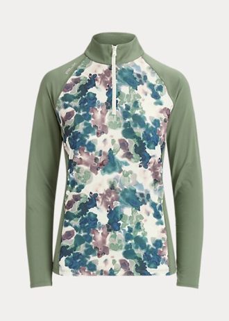 Zelené dámské mikiny Ralph Lauren Jersey na čtvrt zip