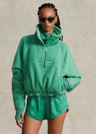 Zelené dámské mikiny Ralph Lauren Ripstop s vysokým vlasem Fleece svetr Zelené dámské mikiny Ralph Lauren Ripstop s vysokým vlasem Fleece svetr