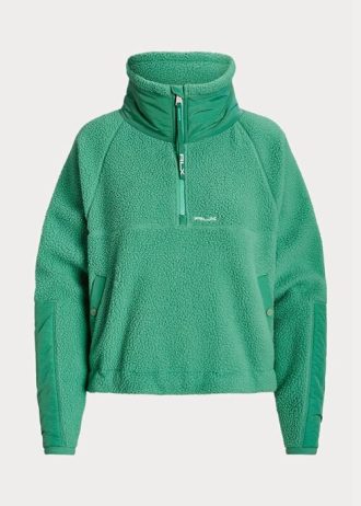 Zelené dámské mikiny Ralph Lauren Ripstop s vysokým vlasem Fleece svetr Zelené dámské mikiny Ralph Lauren Ripstop s vysokým vlasem Fleece svetr