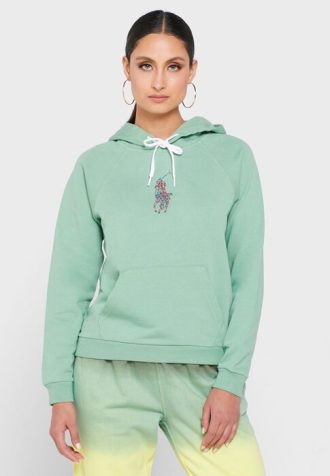 Zelená dámská pletená mikina s kapucí Ralph Lauren Pocket Detail