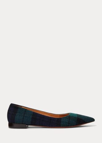 Zelené dámské ploché boty Ralph Lauren Kendrya Black Watch Plaid Ballet Zelené dámské ploché boty Ralph Lauren Kendrya Black Watch Plaid Ballet