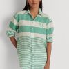 Zelené dámské pruhované oversize plátěné košile Ralph Lauren