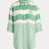 Zelené dámské pruhované oversize plátěné košile Ralph Lauren