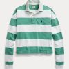 Zelené dámské ragbyové košile Ralph Lauren s pruhovaným zkráceným Jersey Zelené dámské ragbyové košile Ralph Lauren s pruhovaným zkráceným Jersey