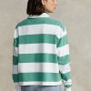 Zelené dámské ragbyové košile Ralph Lauren s pruhovaným zkráceným Jersey Zelené dámské ragbyové košile Ralph Lauren s pruhovaným zkráceným Jersey