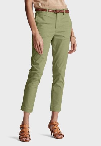 Zelené dámské rovné zkrácené kalhoty Ralph Lauren