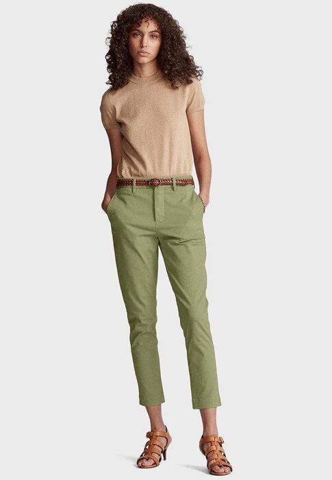 Zelené dámské rovné zkrácené kalhoty Ralph Lauren Zelené dámské rovné zkrácené kalhoty Ralph Lauren