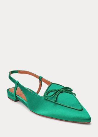 Zelené dámské saténové ploché boty Ralph Lauren Silk-Blend Zelené dámské saténové ploché boty Ralph Lauren Silk-Blend
