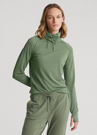 Zelené dámské svetrové svetry Ralph Lauren s trychtýřovým límcem