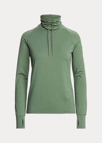 Zelené dámské svetrové svetry Ralph Lauren s trychtýřovým límcem