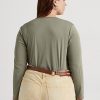 Zelené dámské topy s dlouhým rukávem Ralph Lauren ze směsi bavlny