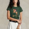 Zelená dámská trička dresu Ralph Lauren s logem jezdectví Zelená dámská trička dresu Ralph Lauren s logem jezdectví