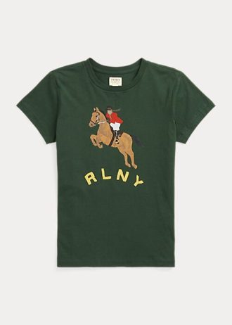 Zelená dámská trička dresu Ralph Lauren s logem jezdectví
