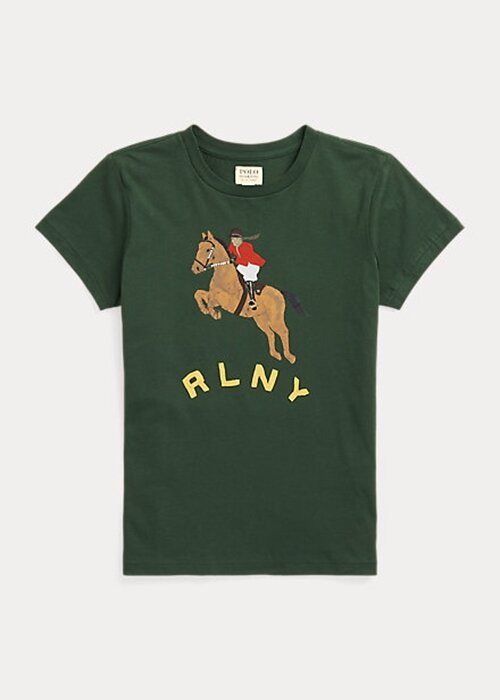 Zelená dámská trička dresu Ralph Lauren s logem jezdectví Zelená dámská trička dresu Ralph Lauren s logem jezdectví