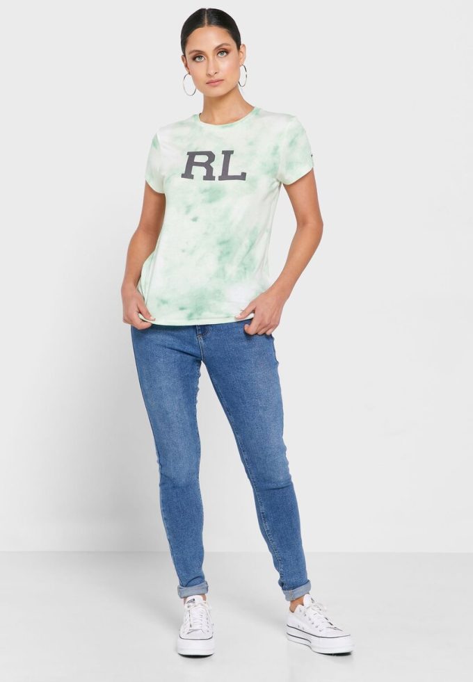 Zelená dámská trička Ralph Lauren Crew s výstřihem Zelená dámská trička Ralph Lauren Crew s výstřihem