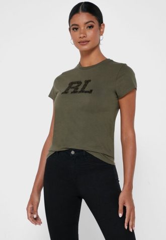 Zelená dámská trička Ralph Lauren Graphic Crew Neck