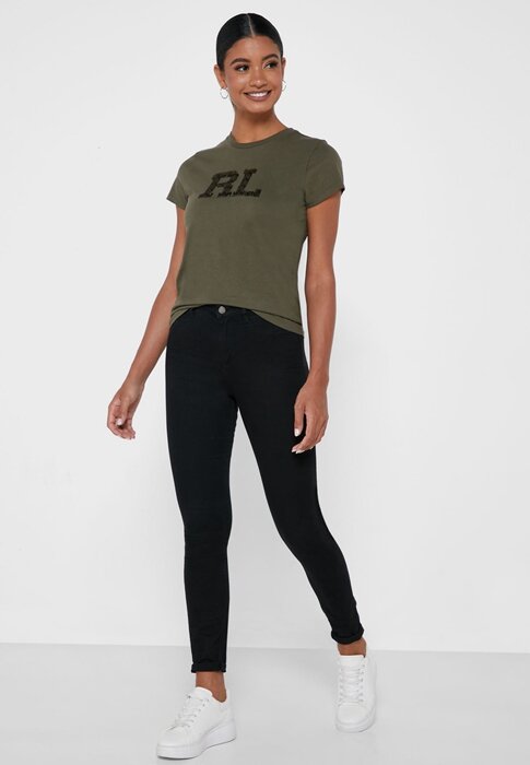 Zelená dámská trička Ralph Lauren Graphic Crew Neck Zelená dámská trička Ralph Lauren Graphic Crew Neck