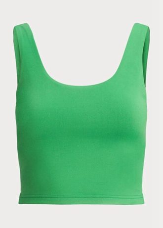 Zelená dámská trička Ralph Lauren se zkráceným semišovým dresem