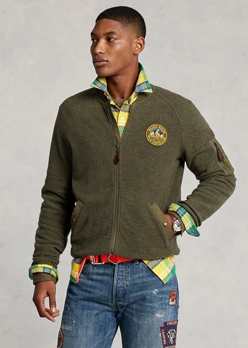 Zelené pánské bundy Ralph Lauren Brushed Fleece Bomber Zelené pánské bundy Ralph Lauren Brushed Fleece Bomber