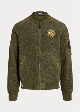Zelené pánské bundy Ralph Lauren Brushed Fleece Bomber