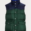 Zelené pánské bundy Ralph Lauren odpuzující vodu dolů Western Gilet Zelené pánské bundy Ralph Lauren odpuzující vodu dolů Western Gilet