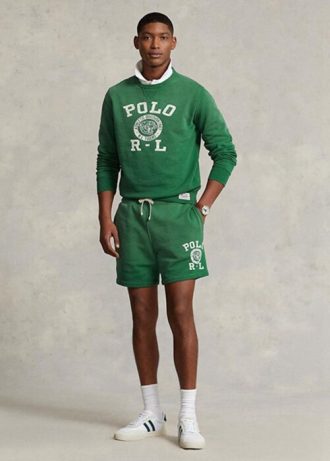 Zelené pánské fleecové kraťasy s logem Ralph Lauren