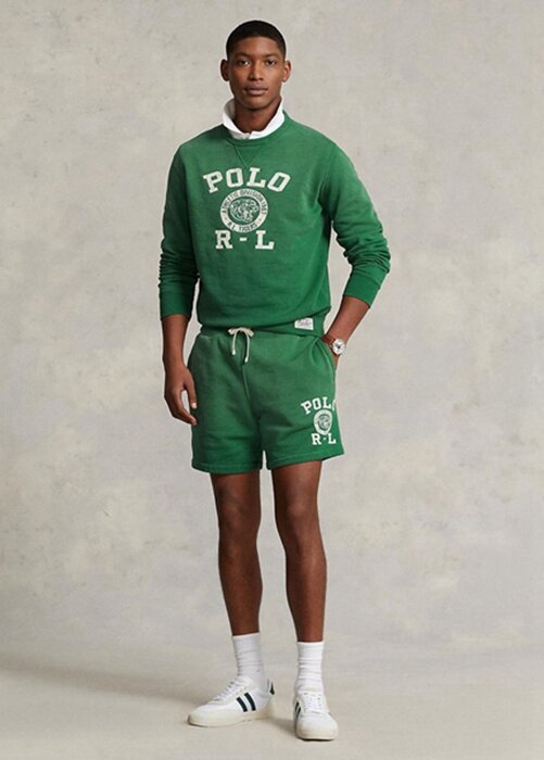 Zelené pánské fleecové kraťasy s logem Ralph Lauren Zelené pánské fleecové kraťasy s logem Ralph Lauren