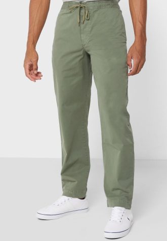 Zelené pánské kalhoty Ralph Lauren se stahovací šňůrkou uvolněného střihu Chinos