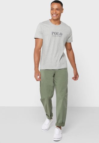 Zelené pánské kalhoty Ralph Lauren se stahovací šňůrkou uvolněného střihu Chinos